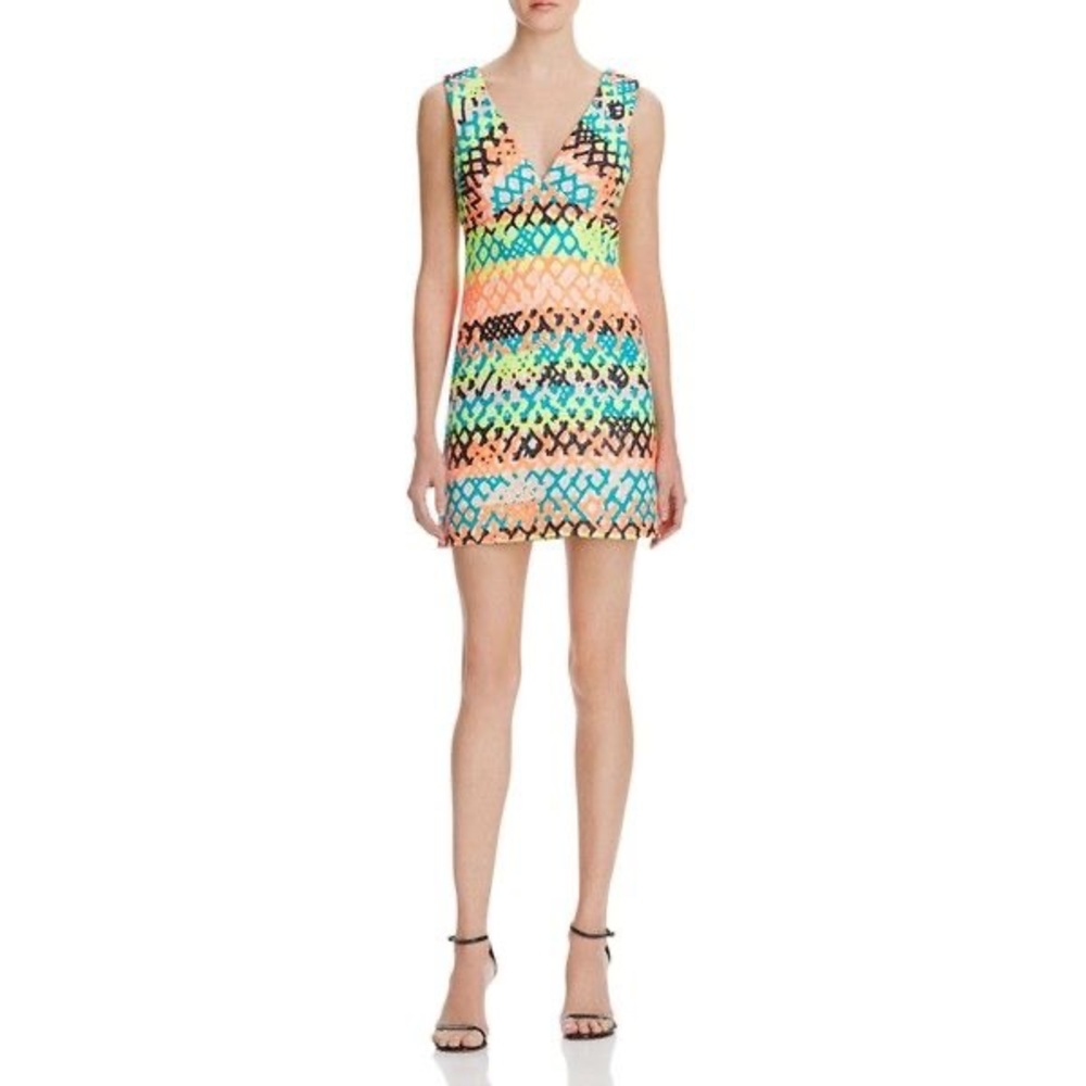 MILLY Bridgette neon jacquard dress size 2